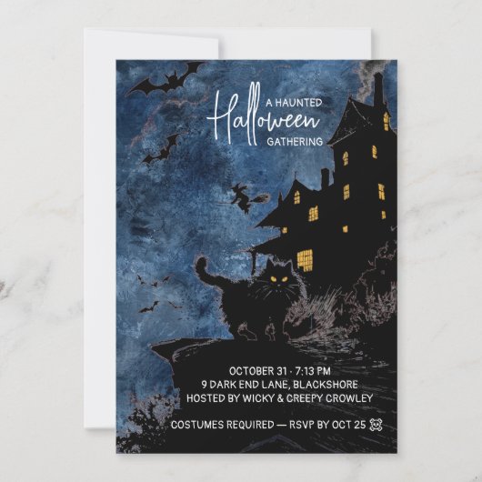 Invitation pour une soirée Halloween dans une mais (Devant)
