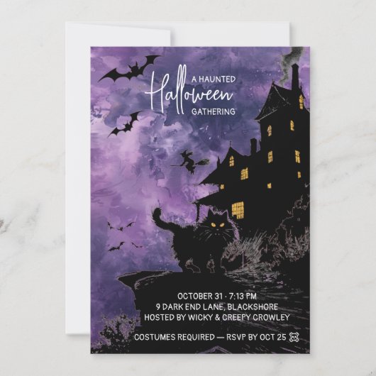 Invitation pour une soirée Halloween dans une mais (Devant)