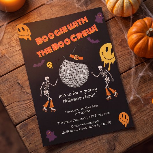 Invitation pour une soirée Halloween Groovy Retro 