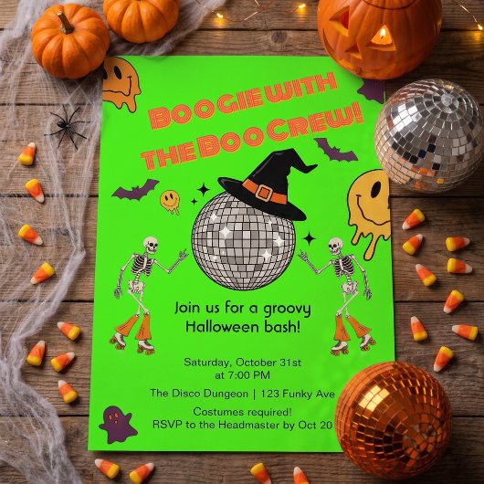 Invitation pour une soirée Halloween Groovy Retro 