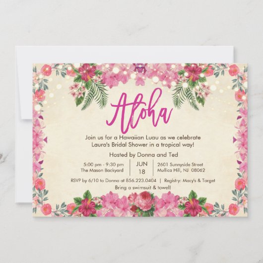 Invitation pour une soirée hawaïenne de mariage tr (Devant)