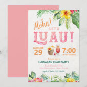 Invitation pour une soirée luau hawaïenne Aloha (Devant / Derrière)