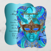 Invitation pour une soirée masquée avec masque à p (Devant / Derrière)