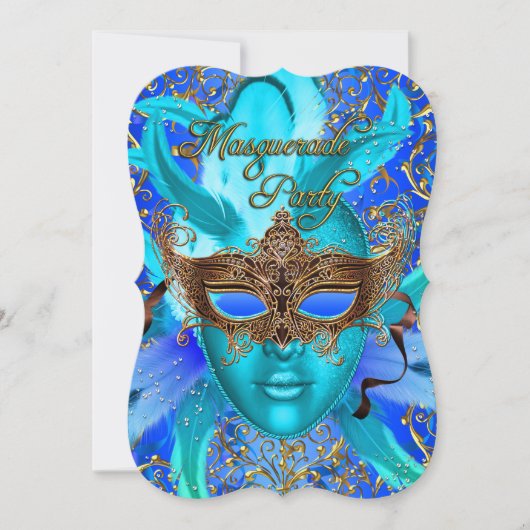 Invitation pour une soirée masquée avec masque à p (Devant)