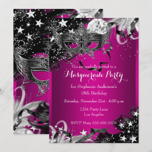 Invitation pour une soirée masquée magique à étinc