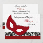 Invitation pour une soirée masquée Sweet 16 (Devant / Derrière)