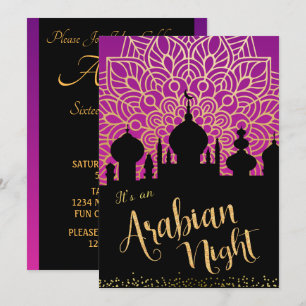 Invitation pour une soirée Nuit Arabe violet et no