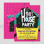 Invitation pour une soirée Pink 90's (Devant / Derrière)