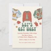 Invitation pour une soirée pull de Noël moche rétr (Devant)
