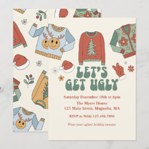 Invitation pour une soirée pull de Noël moche rétr