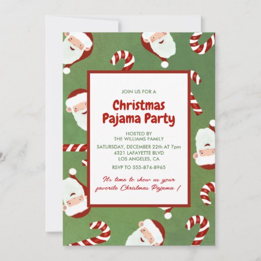 Invitation pour une soirée pyjama d'adultes Sucre (Devant)