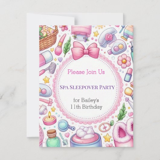 Invitation pour une soirée pyjama d'anniversaire a (Devant)