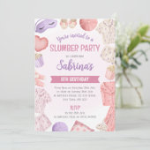 Invitation pour une soirée pyjama rose - Fête de n (Debout devant)