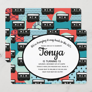 Invitation pour une soirée rétro cassette 80s 90s