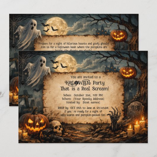 Invitation pour une soirée rétro effrayante (Devant / Derrière)