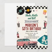 Invitation pour une soirée Sock Hop Rétro 50 (Devant / Derrière)