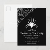 Invitation pour une soirée thé Halloween araignée (Devant / Derrière)
