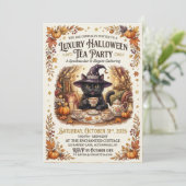 Invitation pour une soirée thé Halloween Chat Noir (Debout devant)