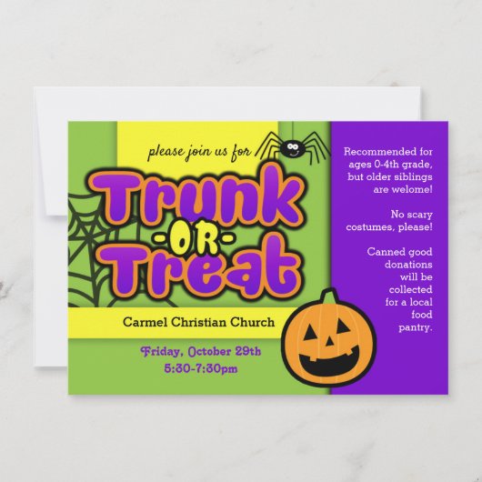 Invitation pour une soirée 'Trunk or Treat' (Devant)