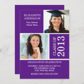 Invitation Pourpre 2013 et blanc d'invitation d'obtention du (Devant / Derrière)