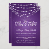 Invitation Pourpre à chaînes de scintillement de fête (Devant / Derrière)