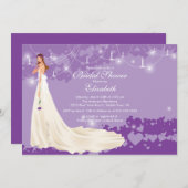 Invitation Pourpre à la mode d'invitation de Fête de la (Devant / Derrière)