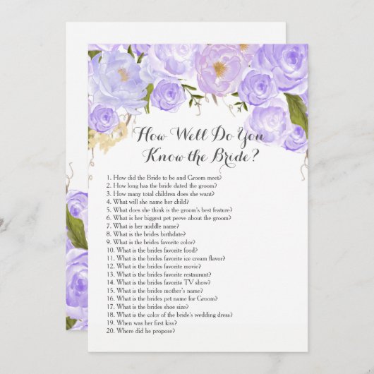 Invitation pourpre à quel point vous connaissez la jeune (Devant / Derrière)