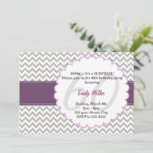 Invitation Pourpre adulte de fête d'anniversaire d'invitation (Debout devant)