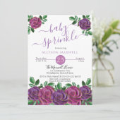 Invitation Pourpre | Aquarelle Magenta Floral Baby Sprinkel (Debout devant)