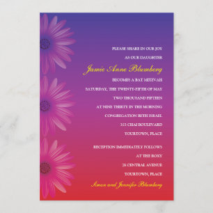 Invitation Pourpre au bat mitzvah rouge de marguerite d'Ombre
