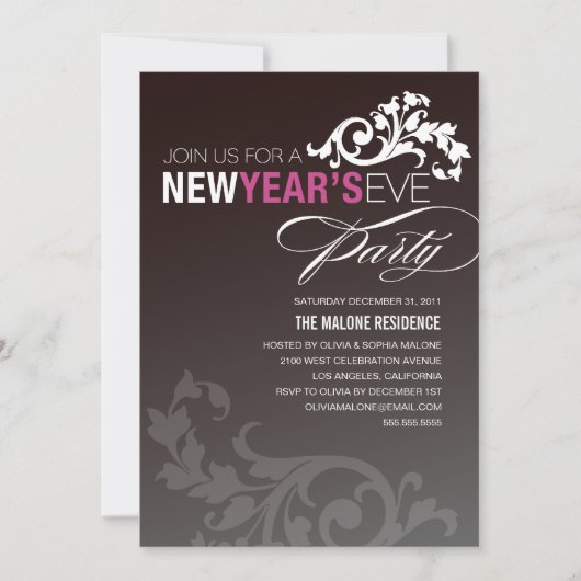 INVITATION POURPRE AU NÉON DE RÉVEILLON DE LA (Devant)