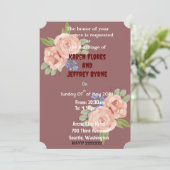 Invitation Pourpre avec rose (Debout devant)