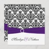Invitation pourpre, blanc, et noir II de carré de (Devant / Derrière)