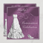 Invitation Pourpre blanc fascinant Quinceanera de robe de (Devant / Derrière)