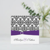 Invitation pourpre, blanche et noire de mariage (Debout devant)