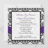 Invitation pourpre, blanche et noire de mariage (Dos)