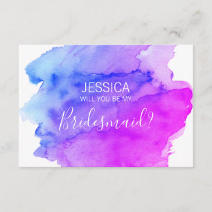 Invitation Pourpre bleu d'aquarelle serez-vous ma demoiselle