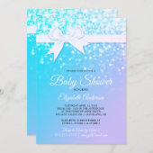 Invitation pourpre bleue de douche de bébé (Devant / Derrière)