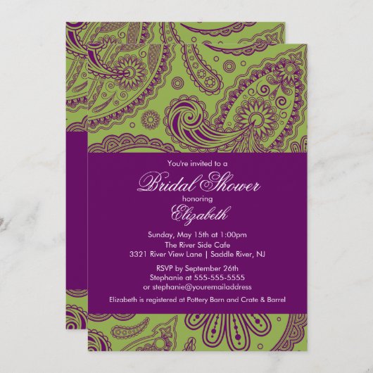 Invitation Pourpre Chartreuse d'invitation de Fête de la (Devant / Derrière)