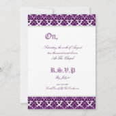 Invitation Pourpre damassé classique (Mariage) (Dos)