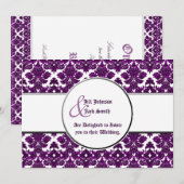 Invitation Pourpre damassé classique (Mariage) (Devant / Derrière)