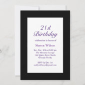 Invitation pourpre d'anniversaire d'aileron (Dos)