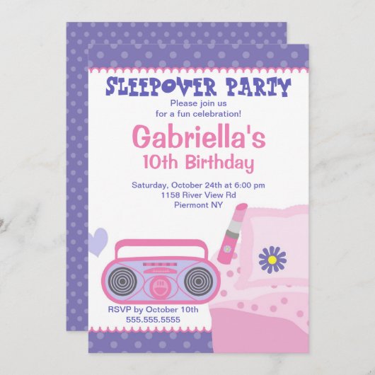 Invitation pourpre d'anniversaire d'amusement de (Devant / Derrière)