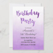 Invitation pourpre d'anniversaire d'aquarelle (Devant)