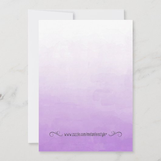 Invitation pourpre d'anniversaire d'aquarelle (Dos)