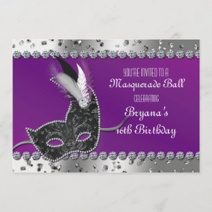Invitation pourpre d'anniversaire d'argent de