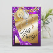 Invitation Pourpre d'anniversaire de ballons de stylet de (Debout devant)