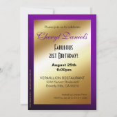 Invitation Pourpre d'anniversaire de ballons de stylet de (Dos)