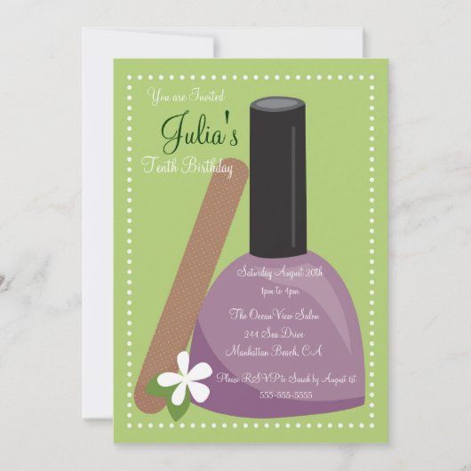 Invitation pourpre d'anniversaire de vernis à (Devant)
