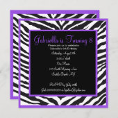 Invitation pourpre d'anniversaire d'impression de (Devant / Derrière)